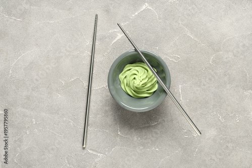 Bowl with wasabi paste and ...