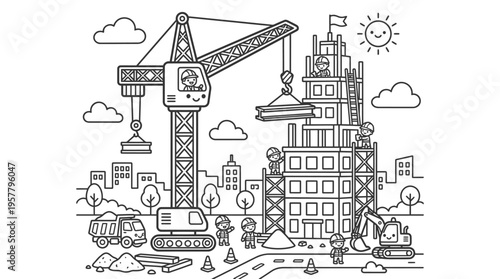 Construction crane lifting heavy loads.