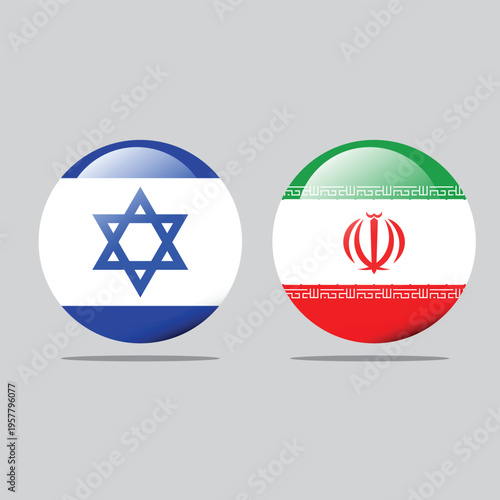 israel iran flag symbol circle 3D vector design