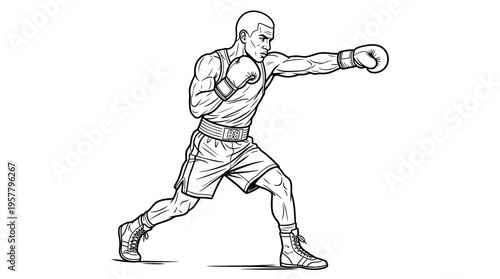 Man Wearing Boxing Gloves Punching.