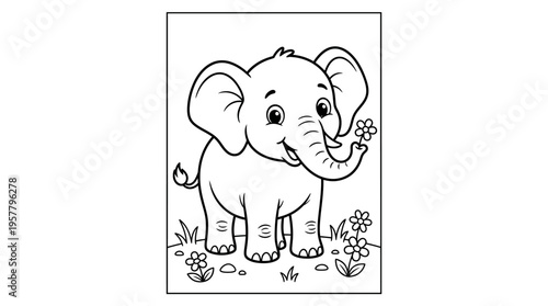 Cute Little Elephant Standing Alone.