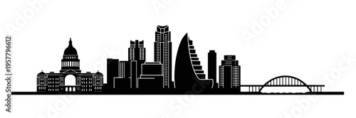Austin Skyline Vector: Google Tower, Congress Bridge, and Texas State Capitol