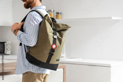 Young man with emergency ba...
