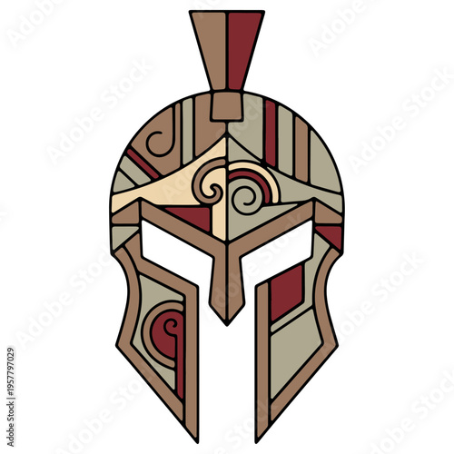 Abstract Spartan Helmet Vector Illustration Warrior Mask Symbol Design