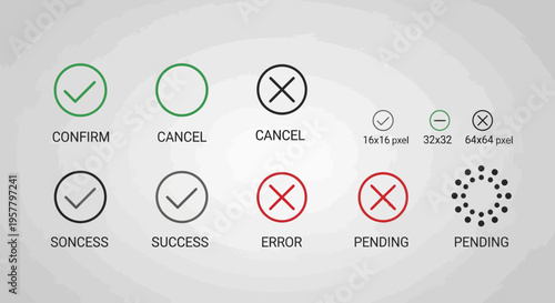 Set of confirmation symbols and icons for web design and user interface