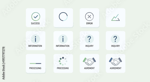 Set of graphic icons representing success information and agreements