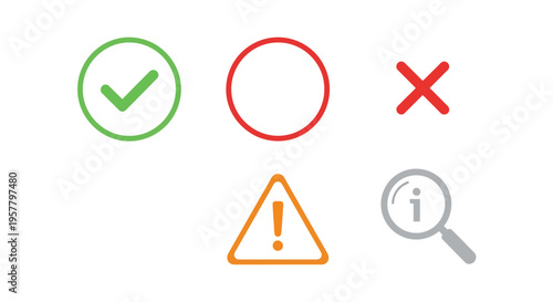 Free Download Set of icons with checkmark warning and information symbols on white - GFXLoad