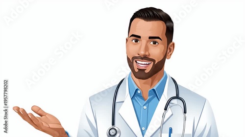 Smiling Doctor Wearing Stethoscope and White Coat Footage