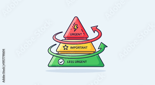 Prioritization pyramid urgent important less urgent tasks diagram