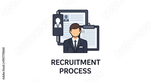 Recruitment process illustration depicting job application and hiring