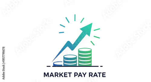Rising arrow symbol with coins representing financial growth on white background