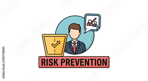 Risk prevention concept business professional with check marks and speech bubble