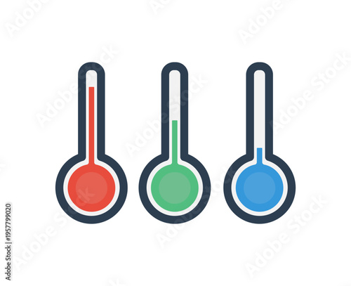 温度計アイコン 3点セット 高温 低温 適温 熱中症対策 カラー