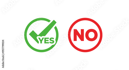 Yes and no icons set with check mark and cancel symbol decision options