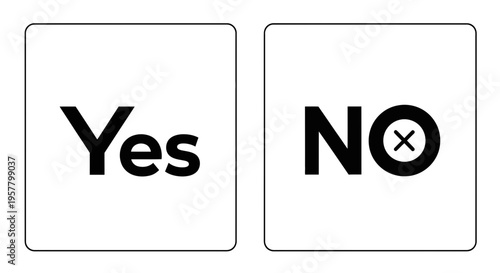 Yes no concept illustration of choice decision making for design