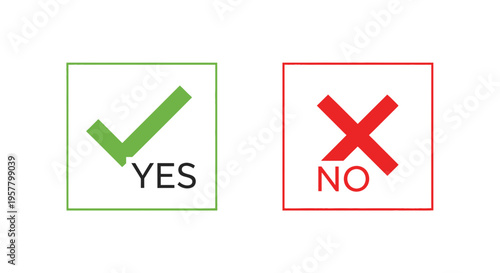 Yes and no concepts positive and negative choices illustrated by symbols