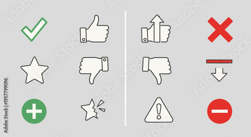 Set of simple line icons for web and app designs against a light background