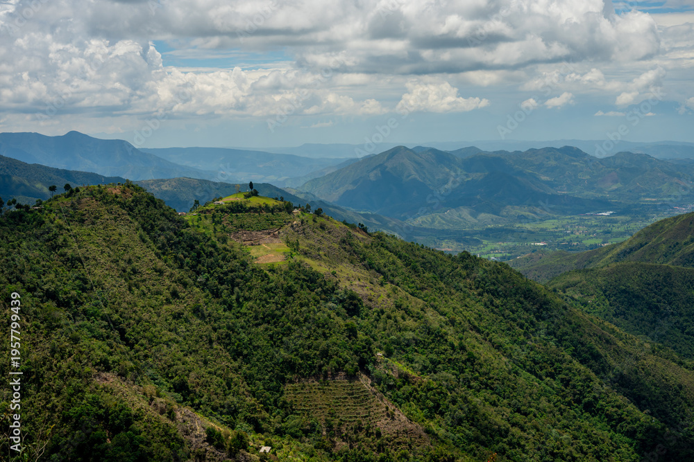 Fototapeta premium Green mountains and valleys of santander, colombia