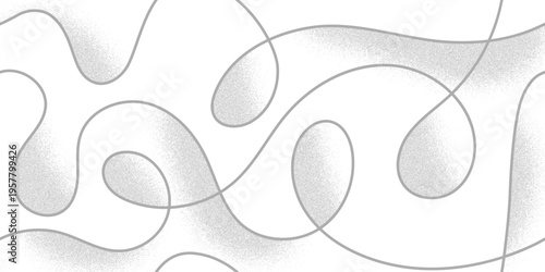 Wavy lines, curling and intersecting threads, noisy texture, light gray vector background, vector design