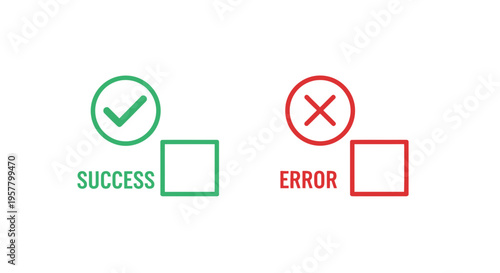 Success and error icons with check marks and crosses on white background