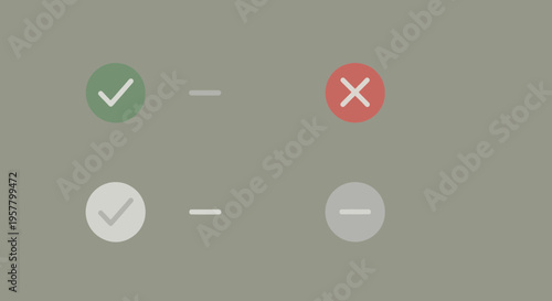 Success and error icons with check mark and cross mark on light background