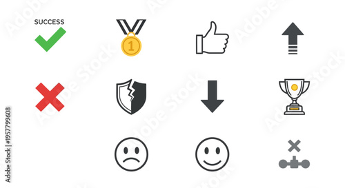 Success icons and symbols for business and achievement concepts