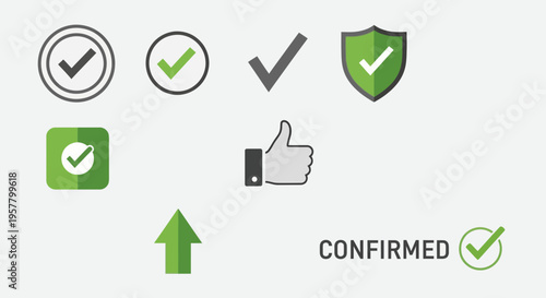 Success icons illustrating completion approval and delivery concepts