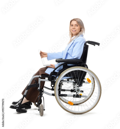 Young businesswoman with la...