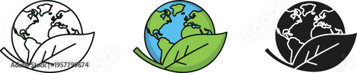 Eco Friendly Earth Globe with Green Leaf Concept Vector