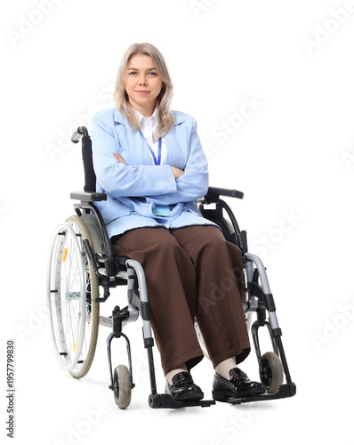 Young businesswoman in whee...