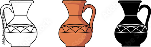 Traditional Terracotta Clay Jug with Diamond Pattern
