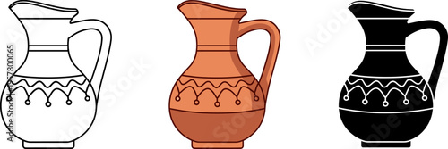 Ancient Style Pottery Pitcher with Ornamental Design