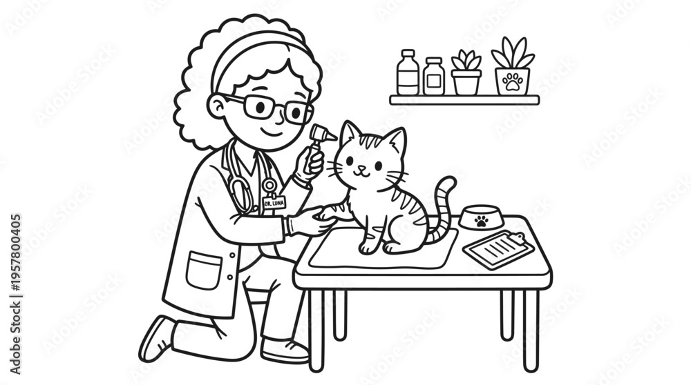 Obraz premium Veterinarian Examining a Cat.