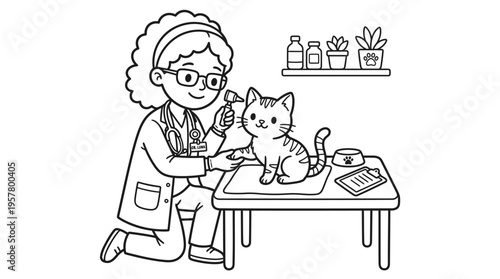 Veterinarian Examining a Cat.