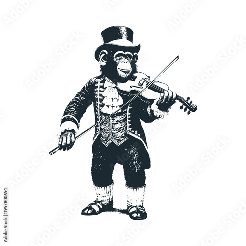 chimpanzee playing the violin