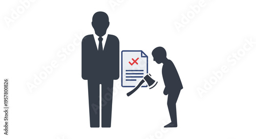 Selection concept business people with clipboard and rejected document vector illustration