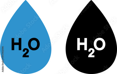 H2O Chemical Symbol Inside Water Drop Shape