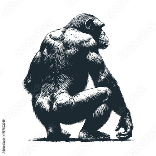 chimpanzee seen from behind