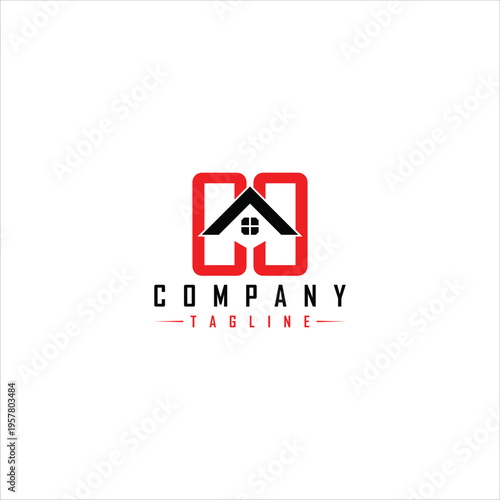 Free Download Modern Real Estate Company Logo with Red House Icon and Minimalist Corporate Branding - GFXLoad