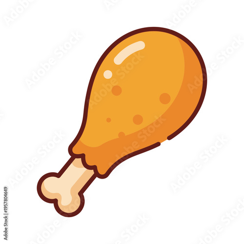A cartoon image of a roasted chicken leg.
