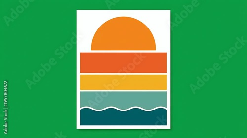 Sunset Over Ocean Waves Abstract Retro Sunset Background Footage