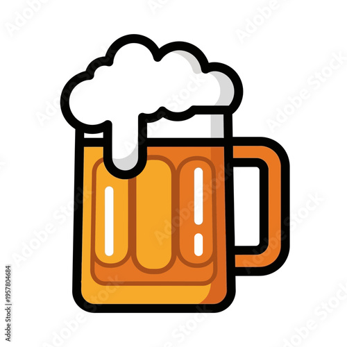A cartoon illustration of a beer mug.