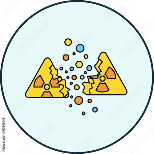 Radioactive triangle symbol breaking apart.