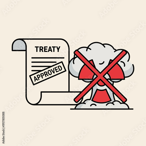 Cartoon elephant rejecting approved treaty document.