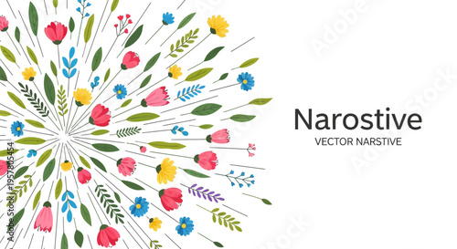 colorful floral vector illustration with explosive flower burst design