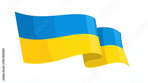 Waving Ukrainian Flag Blue Yellow Waves Wind Motion Graphic Loop
