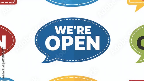 We Are Open Sign Animation Business Retail Storefront Welcome