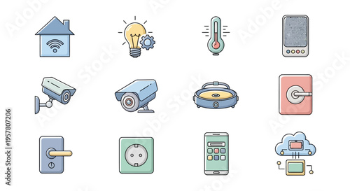 Smart home security system devices.