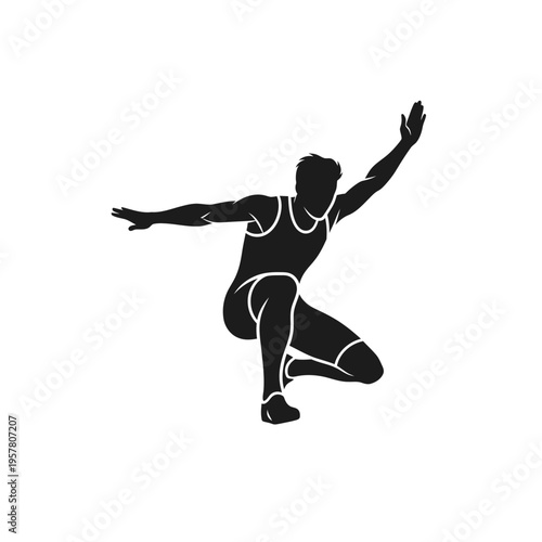 Man in dynamic running motion silhouette.