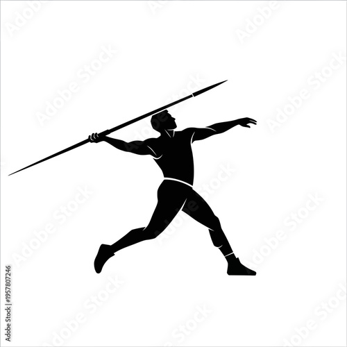 Athlete in motion throwing a javelin.